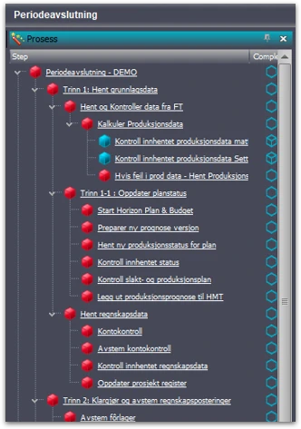 Period closing — an automated, step-by-step workflow.