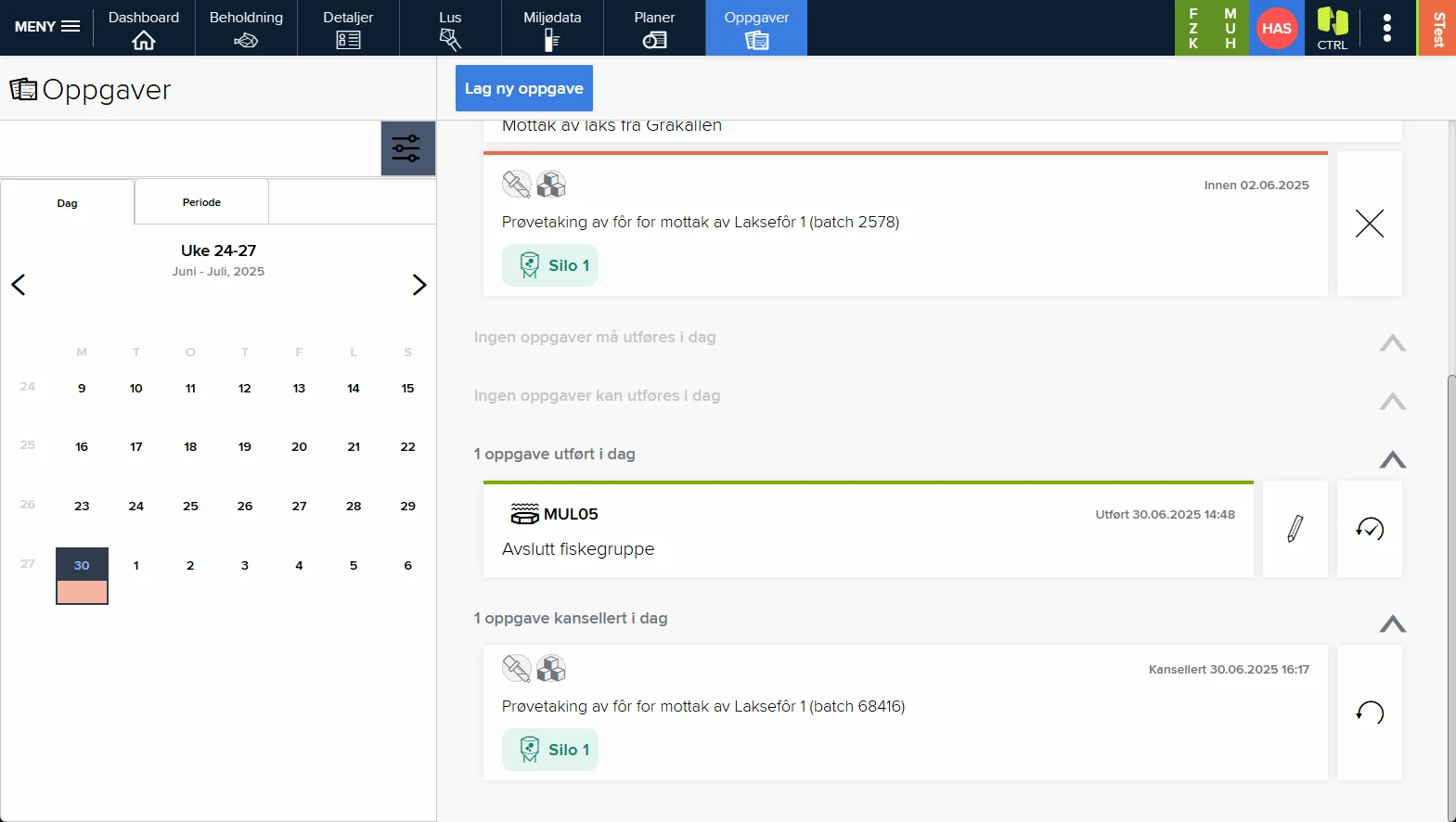 Task list with clear status